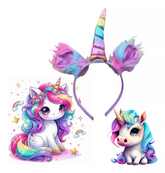 Unicornio Diadema Accesorio Colores Arco Iris Metalizado Fiesta Halloween